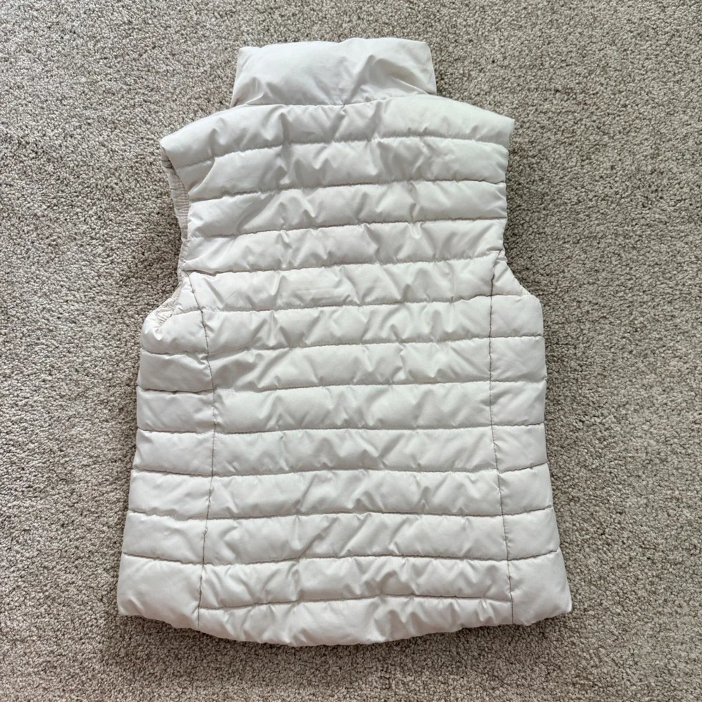 Old Navy Puffer Vest Kids Size M 8 Cream Off White Quilted Active Full Zip
